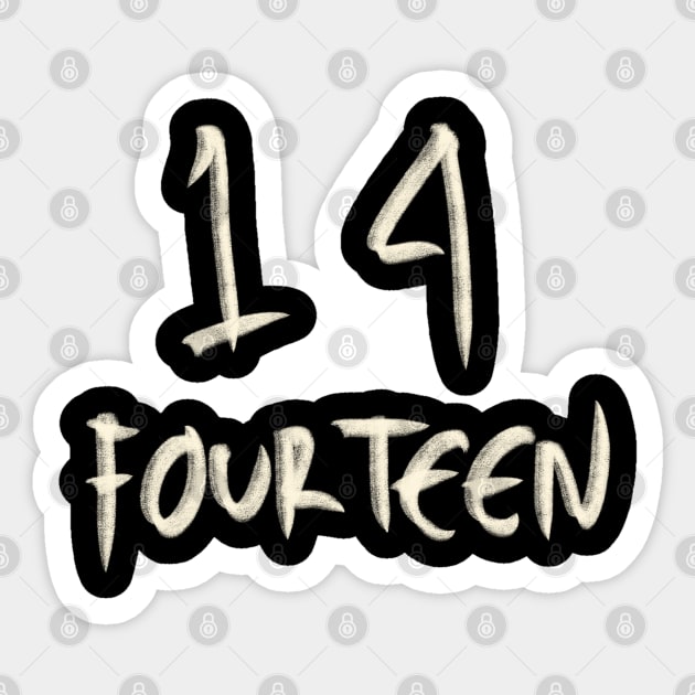 Hand Drawn Letter Number 14 Fourteen Sticker by Saestu Mbathi